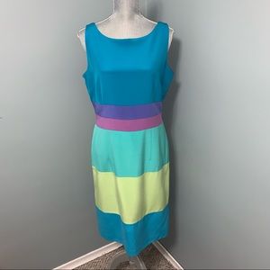 VALERIE DRESSES pure SILK colourblock cocktail dress size 12 wedding guest